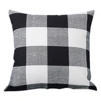 set of 2 farmhouse buffalo check plaid throw pillow covers cushion case cotton linen for fall home decor black and white