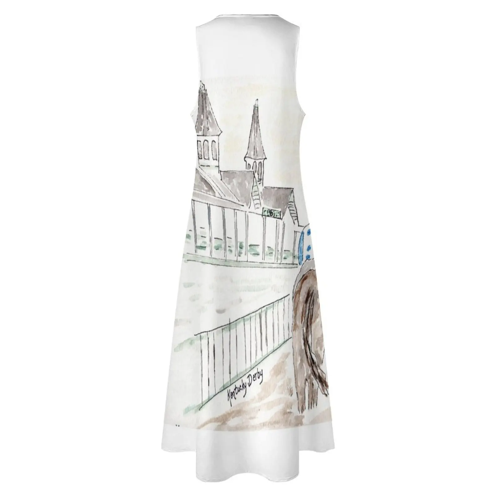 Жокей на лошади акварель Кентукки Дерби Луивиль КИ Южное длинное платье пляжное