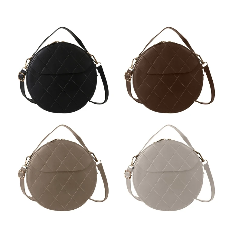 

Stylish Quilted Crossbody Bag with Adjustable Strap Round Shoulder Bags for Women