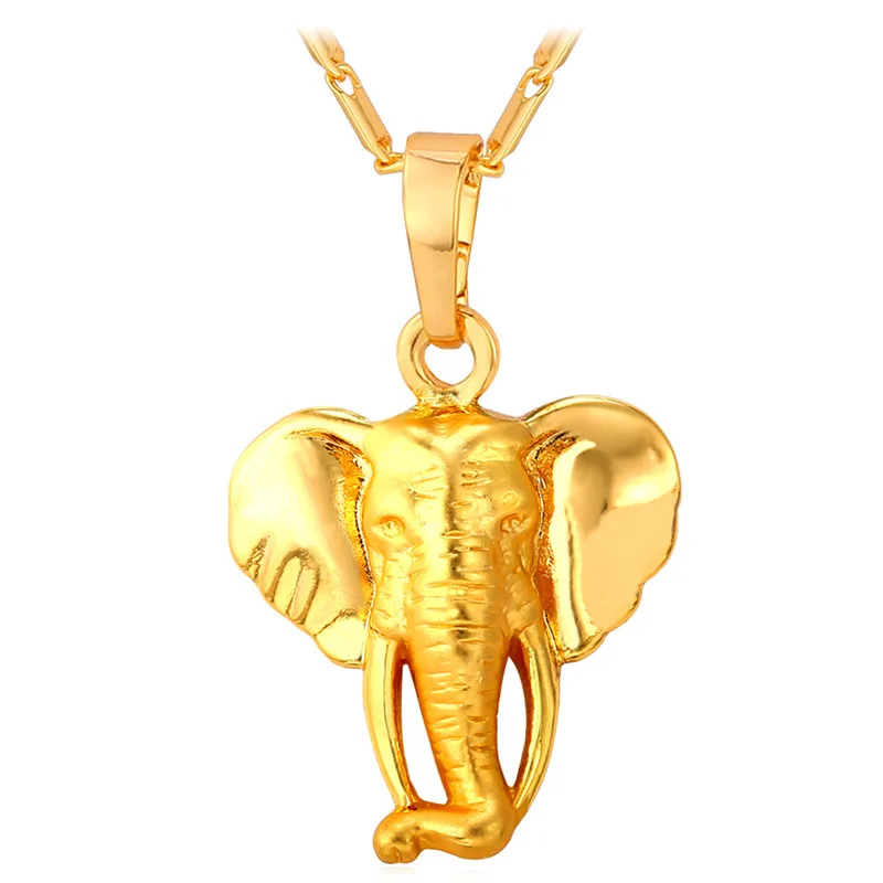 

ChainsPro Elephant Necklaces 18K Gold Color Stainless Steel Africa Animal Pendant Unisex Jewelry