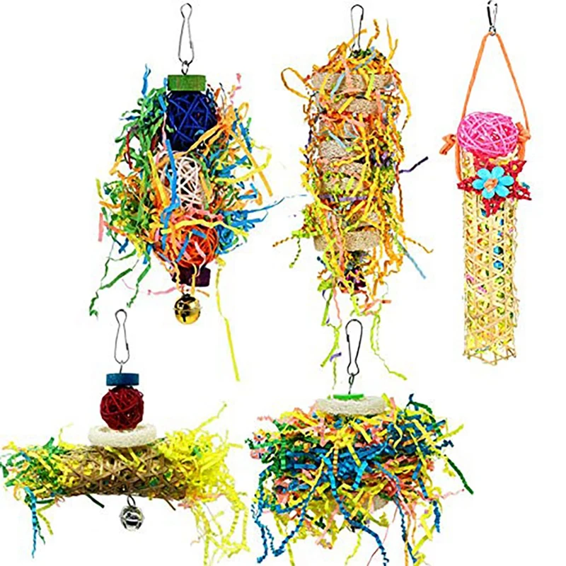 

5 Pack Bird Shredding Toys Bird Toys Bird Shredding Foraging Toys Bird Cage Accessories For Small Medium Parrots