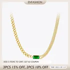 Женское колье с зеленым камнем ENFASHION, ожерелье-чокер золотого цвета с подвеской из нержавеющей стали и стекла, модные ювелирные украшения P3116