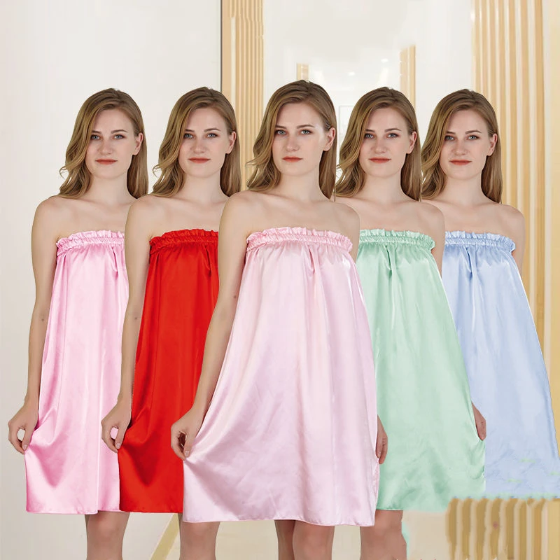 

Robe Femme Chest Wrap Women's Dressing Gown Silk Summer Home Clothes Kimono Sexy Woman Nightie Pajamas Mujer Pink Sleepwear 잠옷