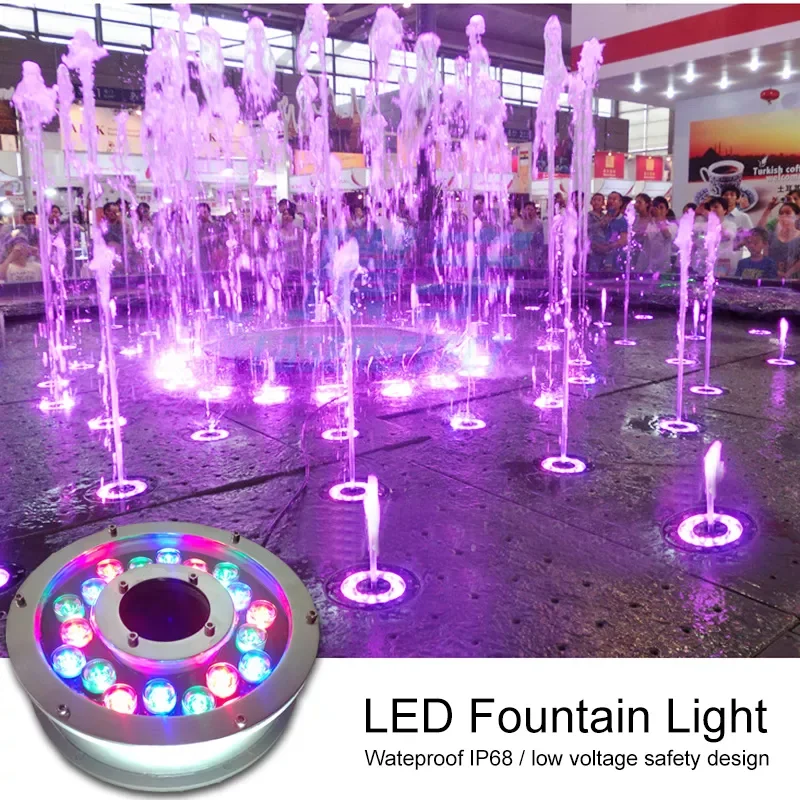 

LED Stainless Steel Fountain Light Swimming Pool Accessories Underwater Fountains Ip68 Waterproof Decorative Lamp For Pools
