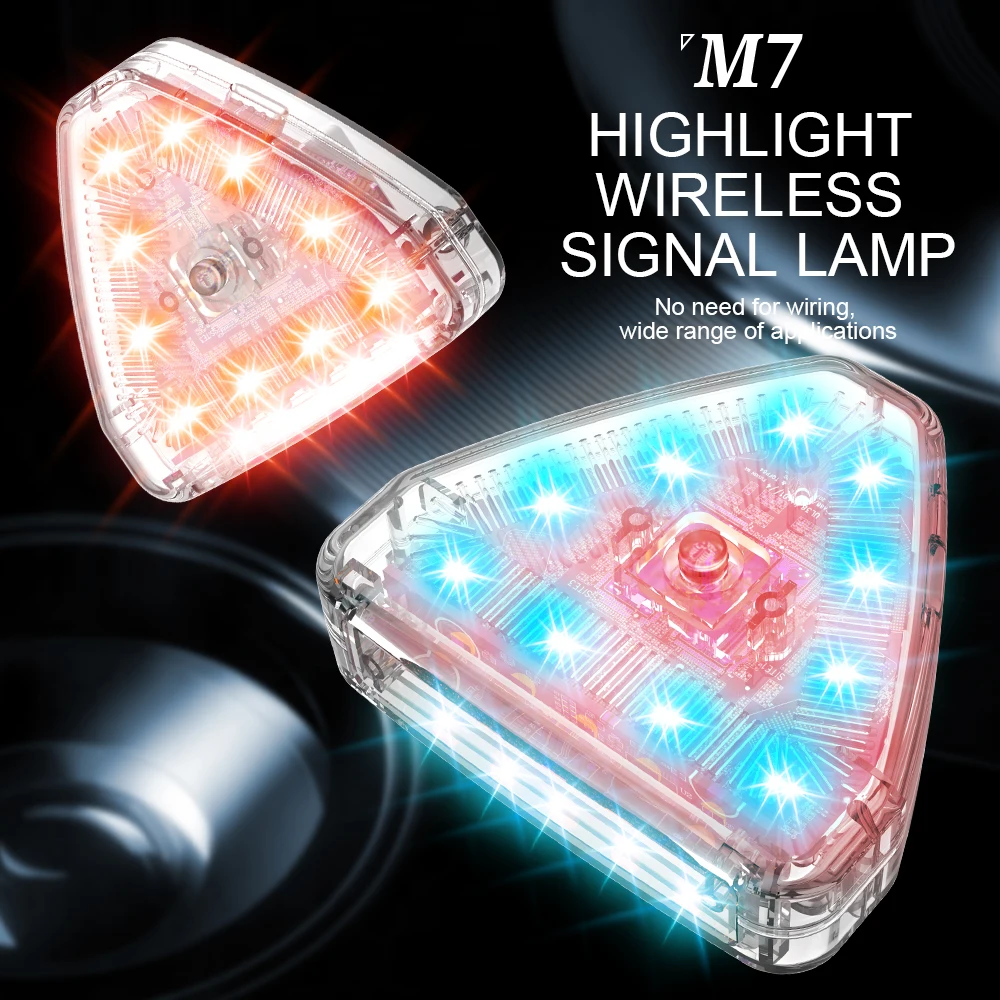 

Newest Triangle Strobe Light Anti-collision Motorcycle Warning Lamp Waterproof Wireless Remote Control Led Car Bike Flash Lights