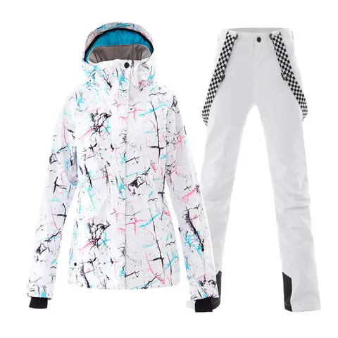 Водонепроницаемый зимний костюм для женщин, Спортивная одежда на открытом воздухе, лыжный костюм, ветрозащитные комплекты для сноуборда, куртки и нагрудники, брюки на ремешке