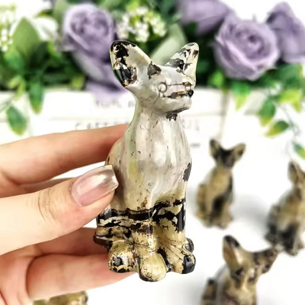 1 шт. статуэтка кошки и животных из искусственной яшмы