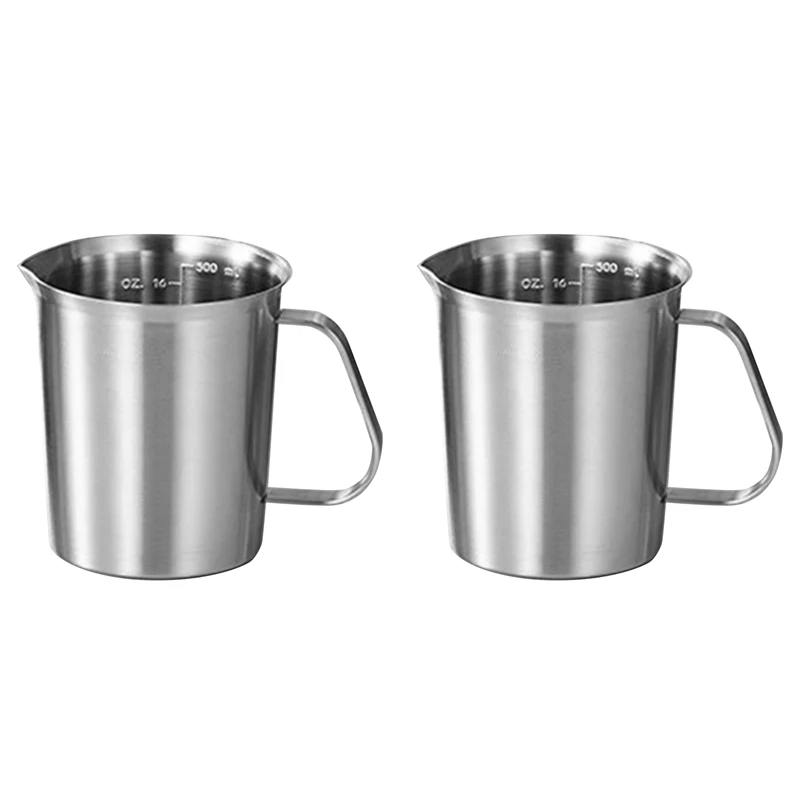 

2X Stainless Steel Measuring Cup Mug Mixing Resin Tools Precision Graduated Kitchen Jug Pour Spout Baking Cooking 500Ml