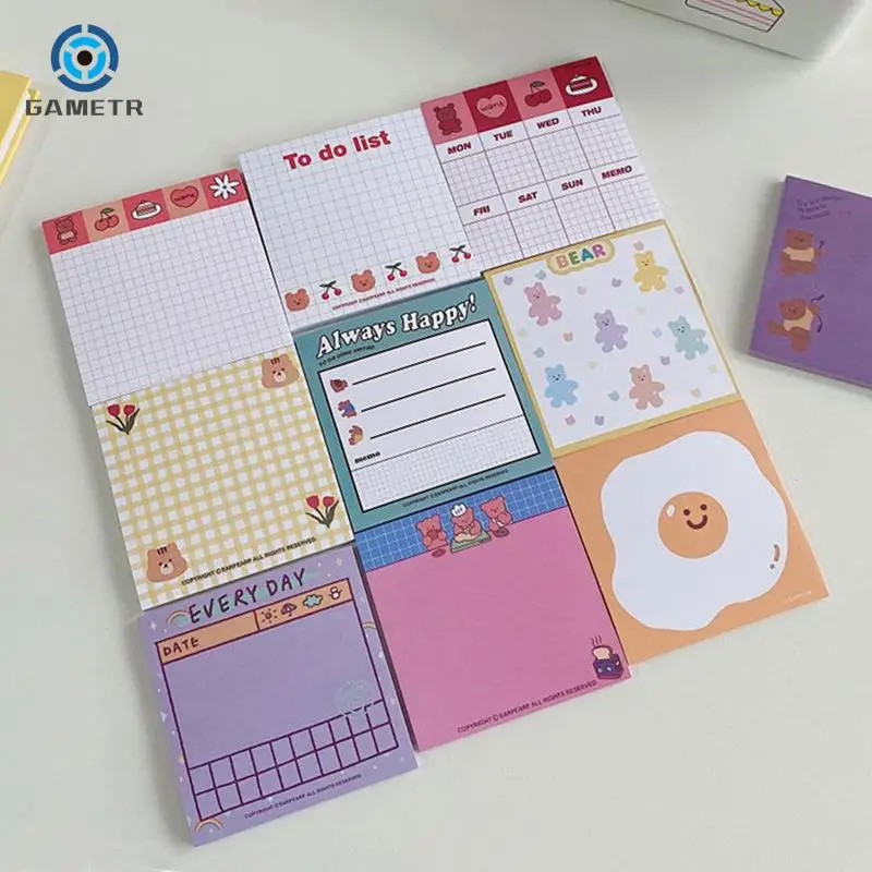 

50 Sheets Korea Paper Bear Planner Sticky Notes Kawaii Stationery Cute Memo Pad Notepad Office Leave Message Office Supplies
