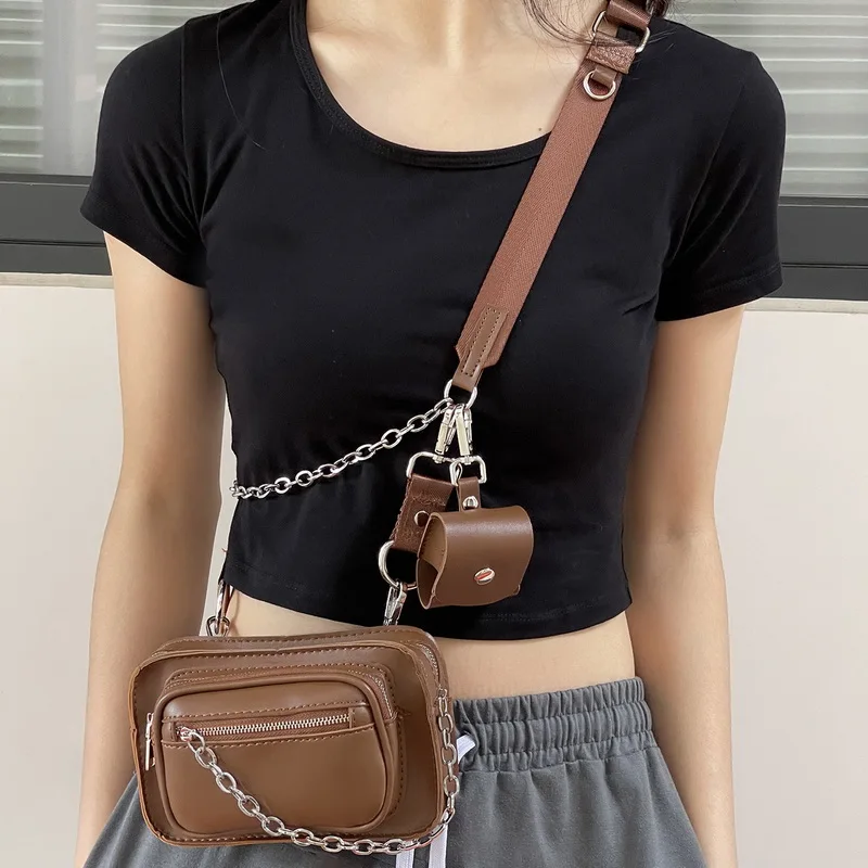 Diinovivo Fashion Street Style Female Messenger Bags Chain Women Shoulder Bag Hip-Hop PU Leather Crossbody Bag Coin Bag WHDV2140