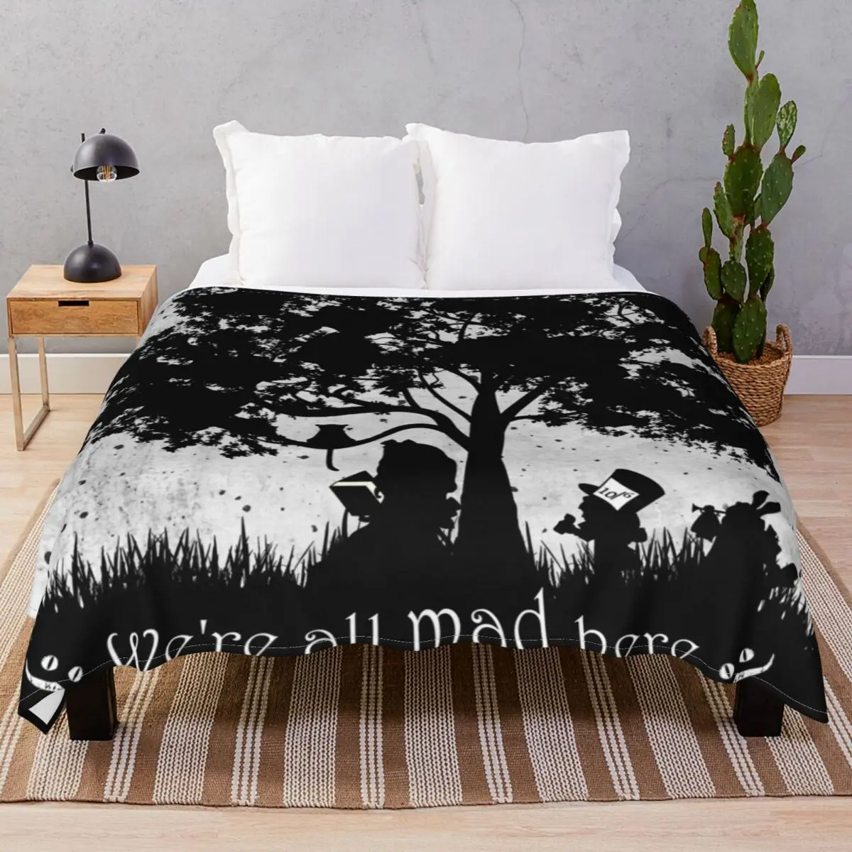 

We're All Mad Here Blanket Flannel Textile Decor Fluffy Throw Blankets for Bedding Sofa Travel Cinema