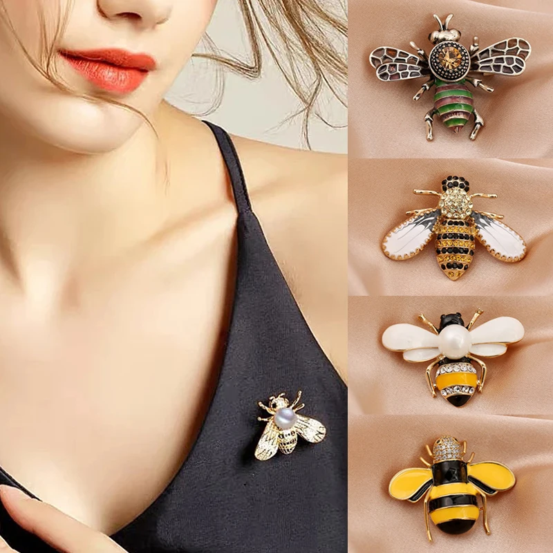 

Classic Bee Lapel Pins Enamel Brooch Pin Insect Pearl Corsage Brooches Party Accessories Cute Women Clothing Accessories
