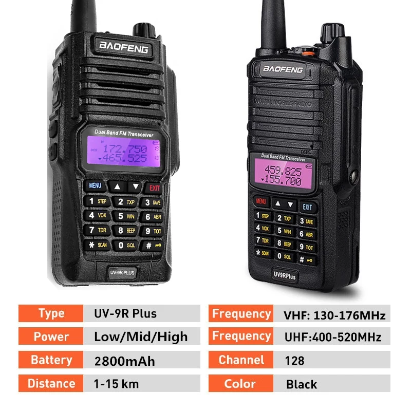 Baofeng Uv-9r Plus Двусторонняя радиостанция VHF UHF Walkie Talkie Двухдиапазонная