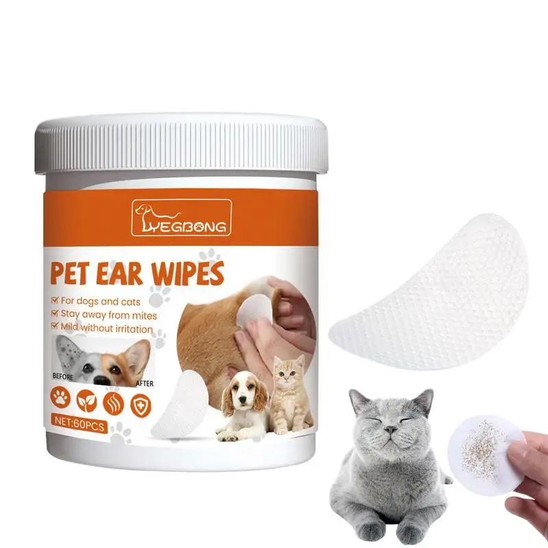 

60pcs Pet Ear Wipes Dog Cat Eyes Ears Teeth Care Cleaning Paper Puppy Eyes Tear Stain Remover Cotton Sheet Grooming Supplies