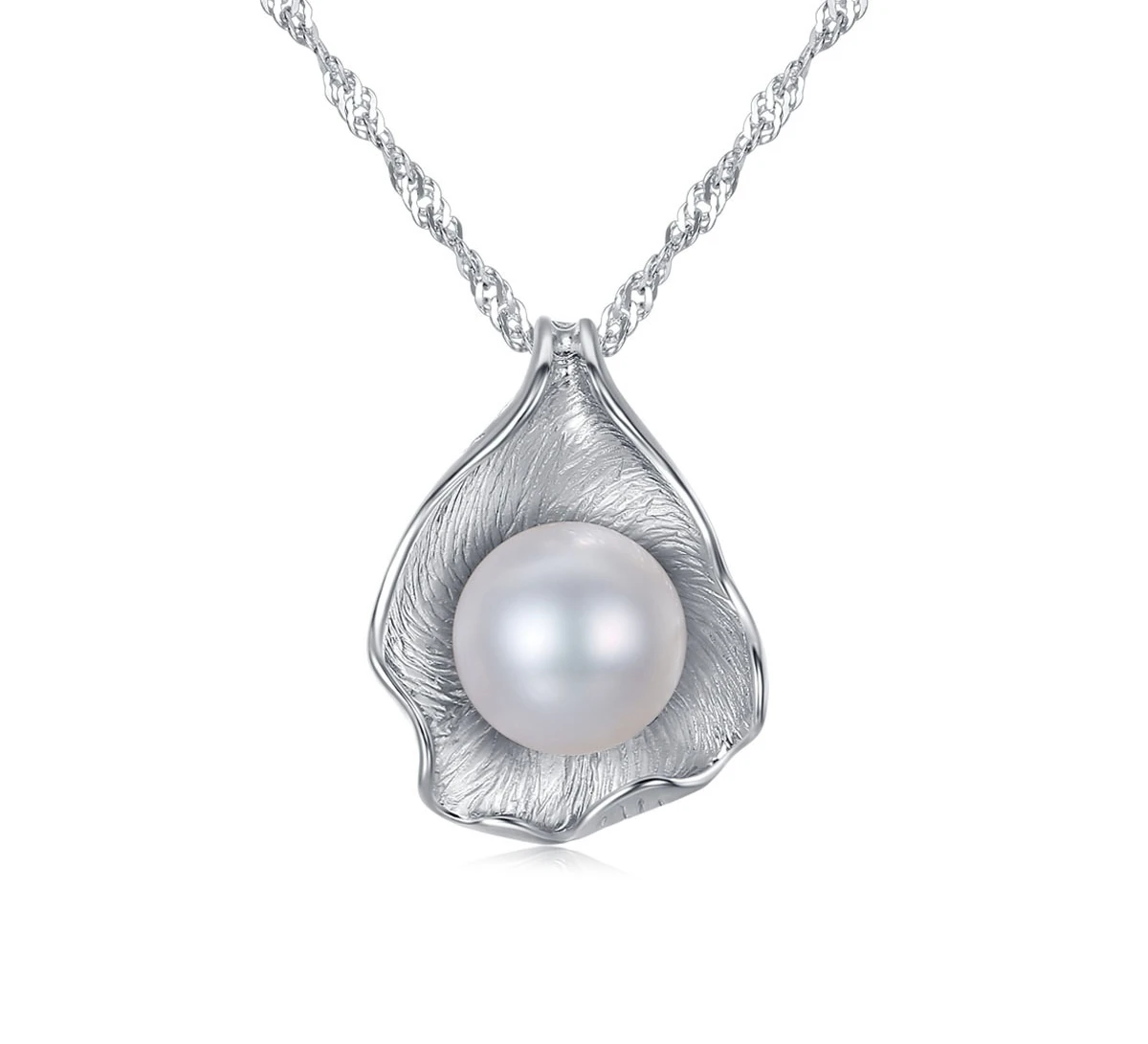 

Серебряное Ожерелье S925 пробы, серебряная цепочка с водной волной, женское ожерелье с кулоном из пресноводного жемчуга