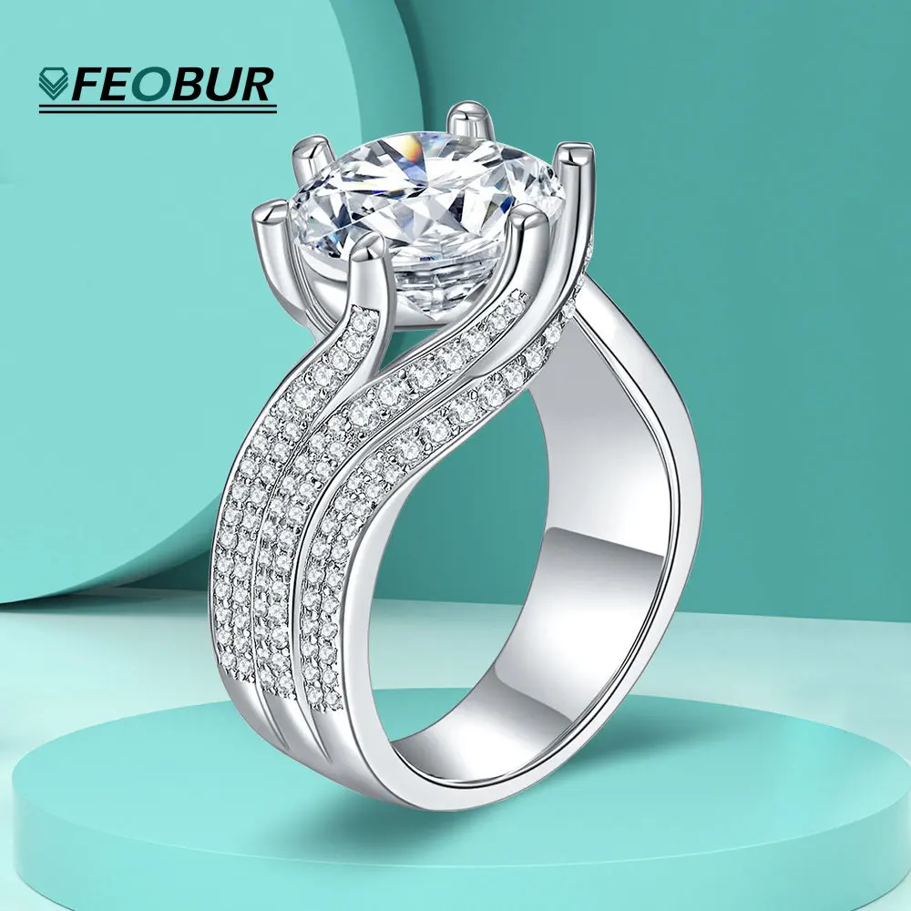 

Luxury 3CT 5CT Moissanite Rings for Women 925 Sterling Silver Sparkling White Red Eternity Diamond Wedding Engagement Ring GRA