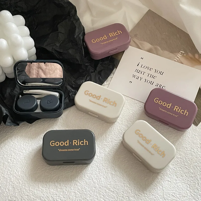 

Contact Lens Case Colored Lenses Container Box for Party Travel Set Cute Portable Eye Contacts with Mirror