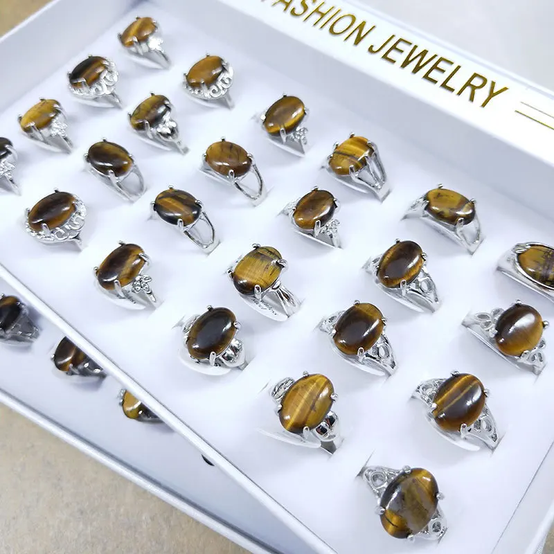 Оптовая продажа 20 шт. смешанные тигровый глаз камень для мужчин Rng модные