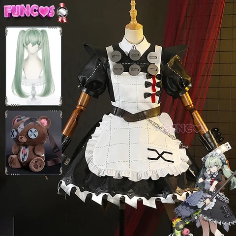 Костюм для косплея Corin Wickes, парик, сумка, игра Zenless Zone Zero, готическая юбка горничной, зеленый двойной хвост, цепочка для волос, фартук, носки
