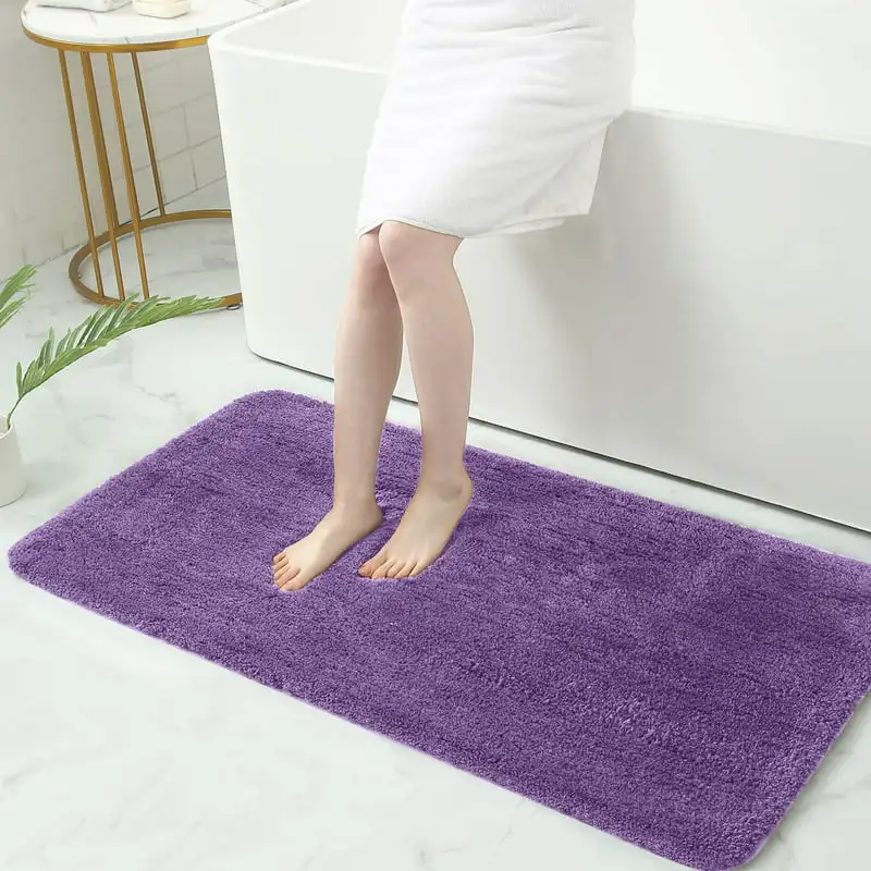 

Rugs for Bathroom Non Slip, Microfiber Washable Purple Large Bathroom Mat, Absorbent Shaggy Shower Floor Mat, Bath Rug Runner 16