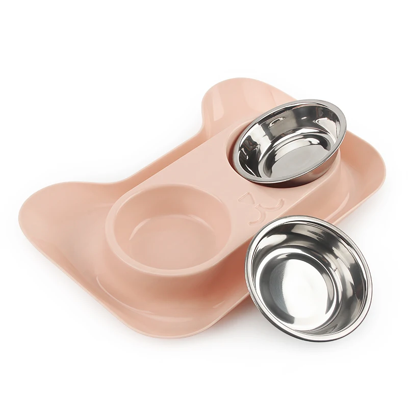

Cat Bowl Elevated Double Bowl Stainless Steel Rice Bowl Splash-proof Cat Food Basin Leak-proof Water Basin Elevated Feeder