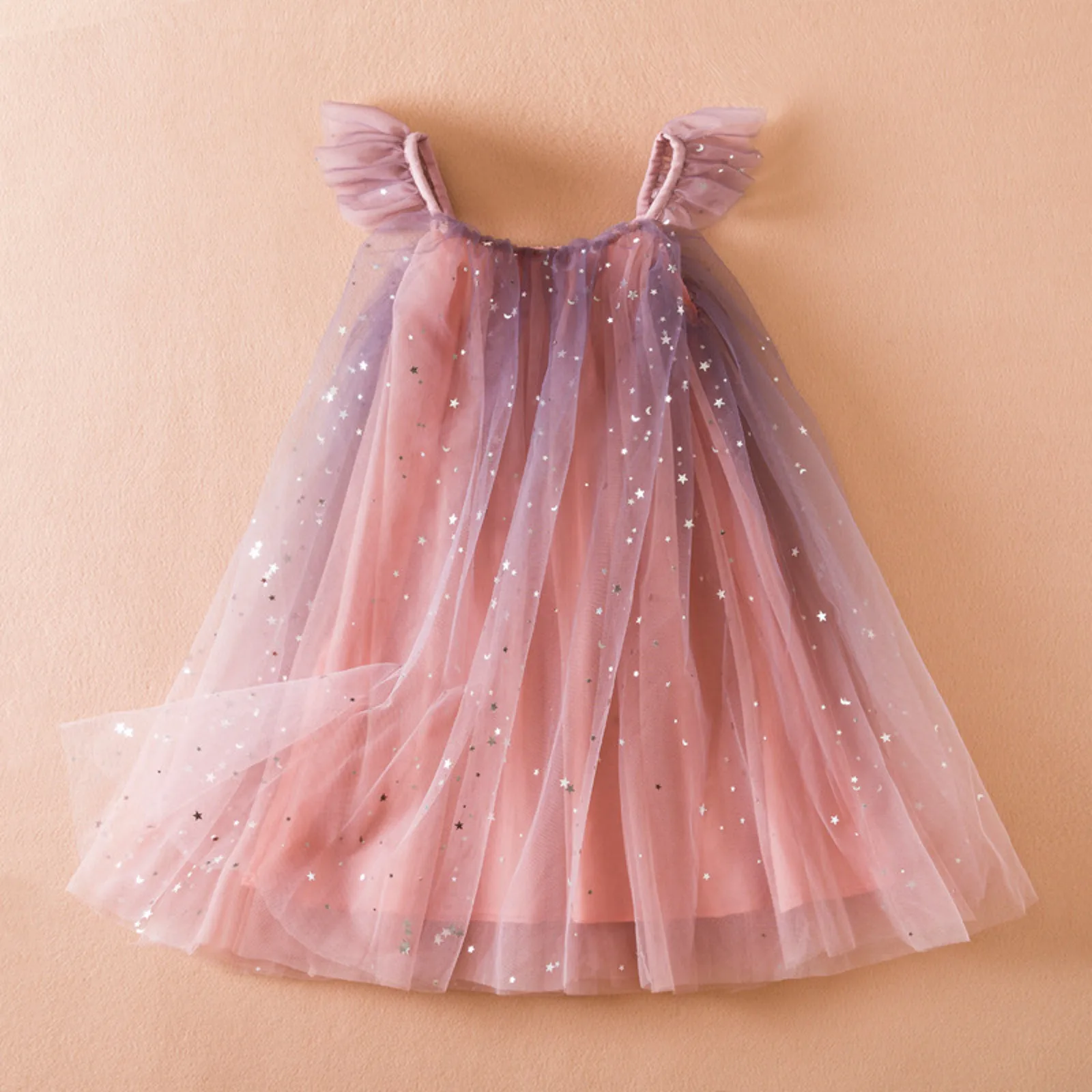 

Dress for Girl 3-8 Yrs Summer Suspender Sequin New Birthday Princess Dress Ruffles Elegant Children Vacation Casual Vestidos