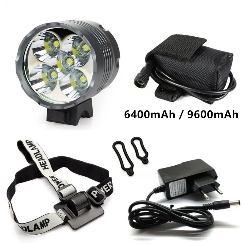 

WasaFire 7000LM 5* XML T6 LED Bike Light Bicycle Head Lamp Cycling Headlight MTB Front Light + 18650 Battery Pack + 8.4V Charger