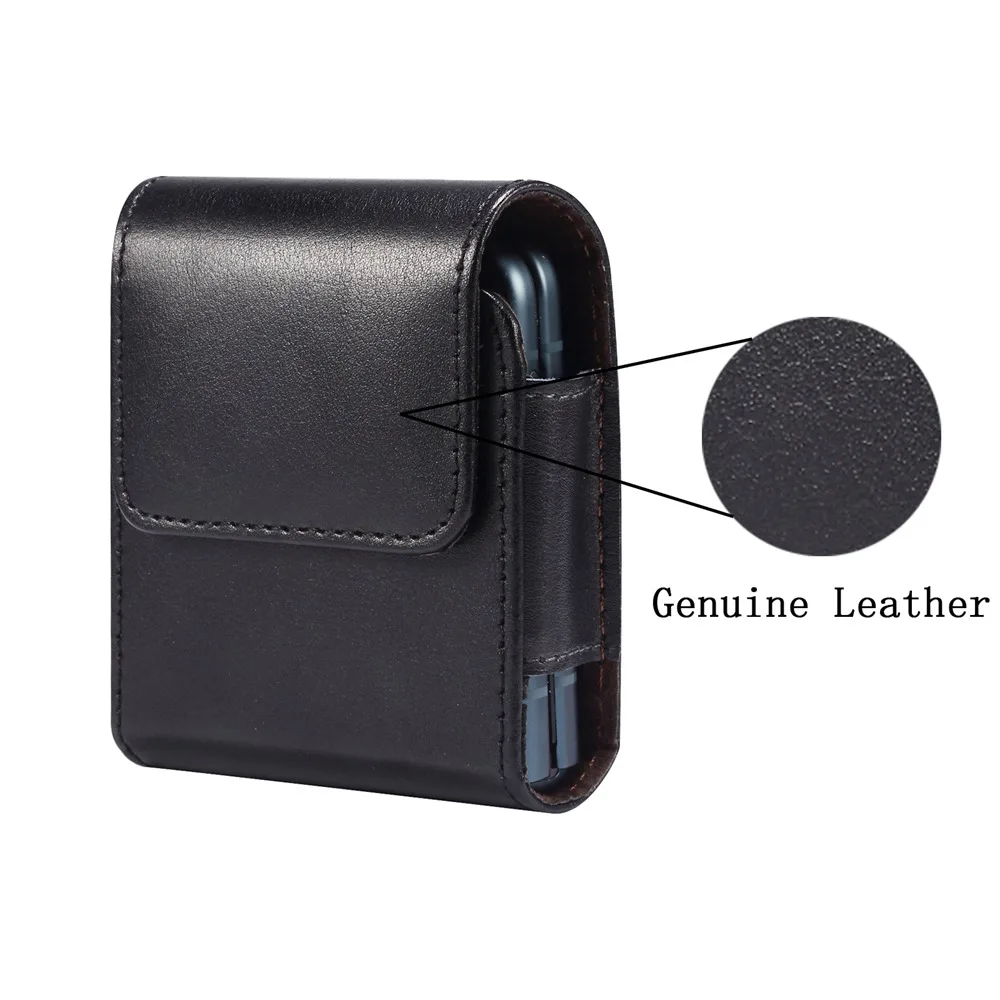

Genuine Leather Pouch For Samsung Galaxy Z Flip 5 4 3 Case Belt Universal Holster For Moto RAZR 2020 Bag Phone Pocket