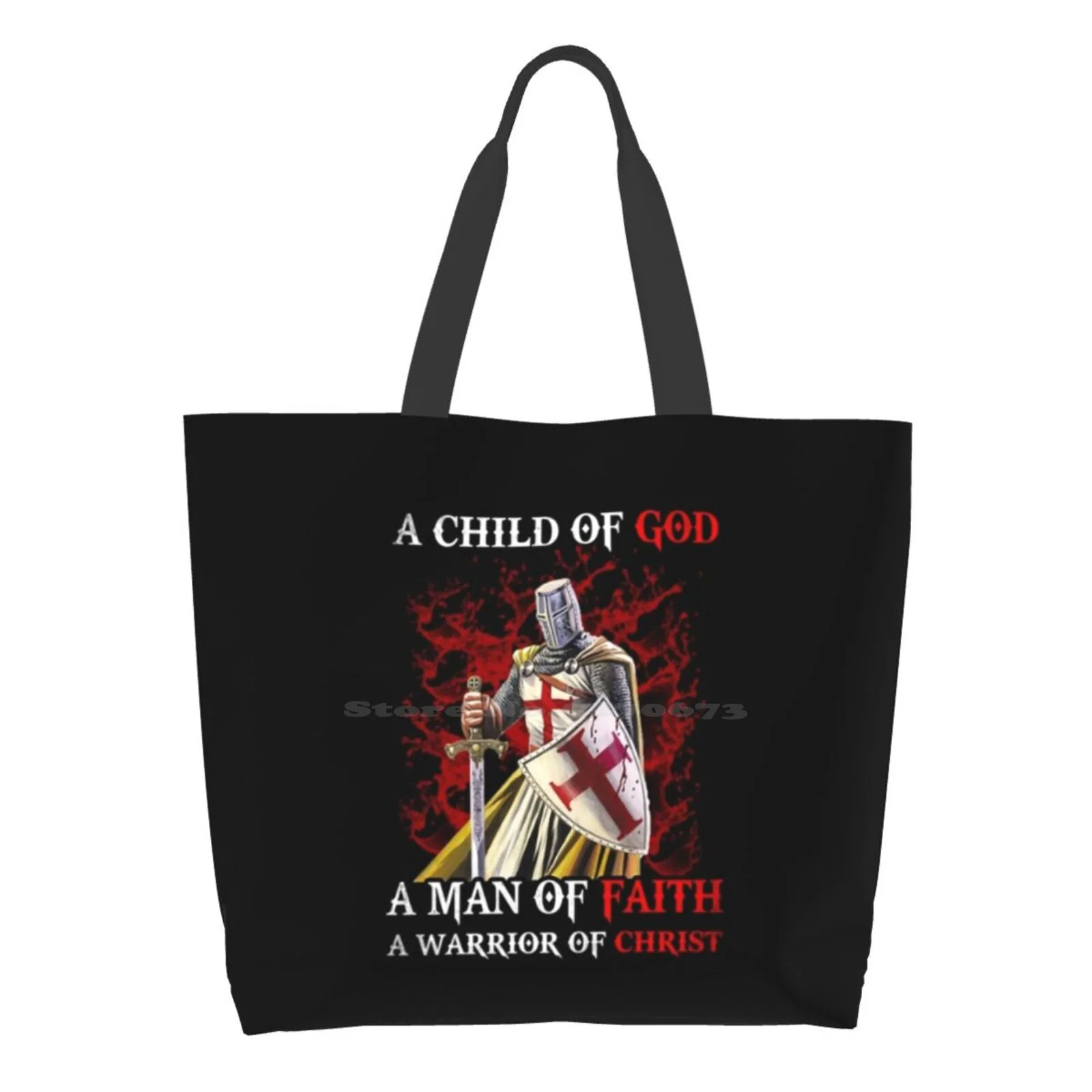 

Mens Knight Templar A Child Of God A Man Of Faith A Knight Templar Apparel Shirt Knight Ladies Casual Handbag Tote Bag Reusable
