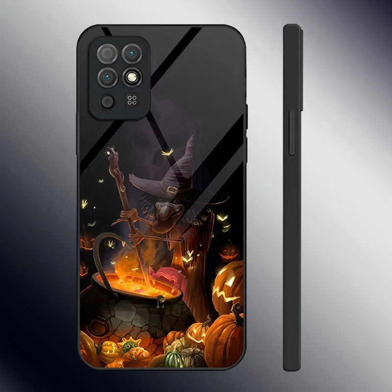 Pumpkin Halloween Bat Witch Phone Case For Huawei P40 P50 P20 P30 P10 P9 Smartp Z Y6 7 Honor 30 50 60 Pro Plus Glass Back Cover images - 6