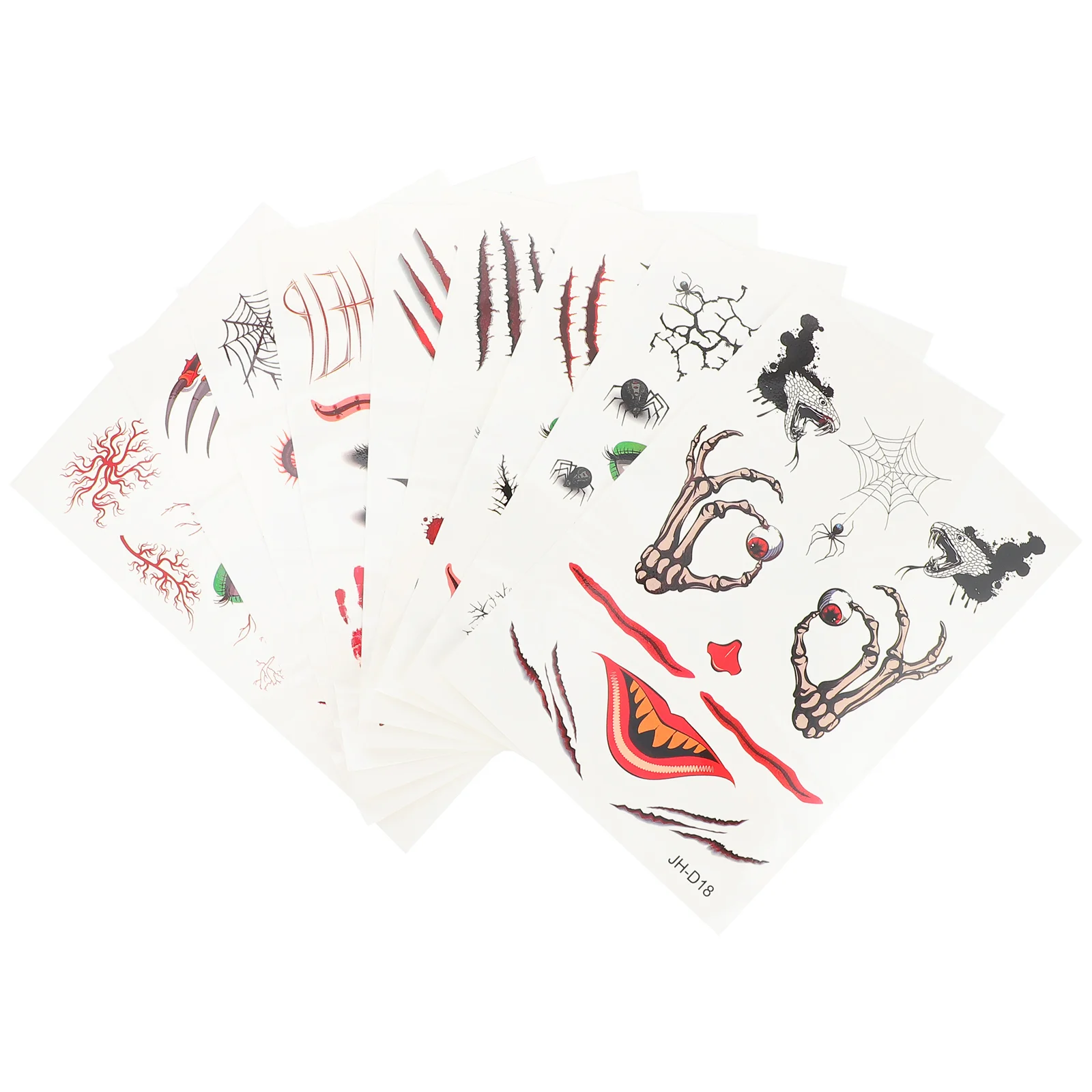 

9pcs Halloween Tattoos Scar Stickers Realistic Temporary Scar Tattoos Decals