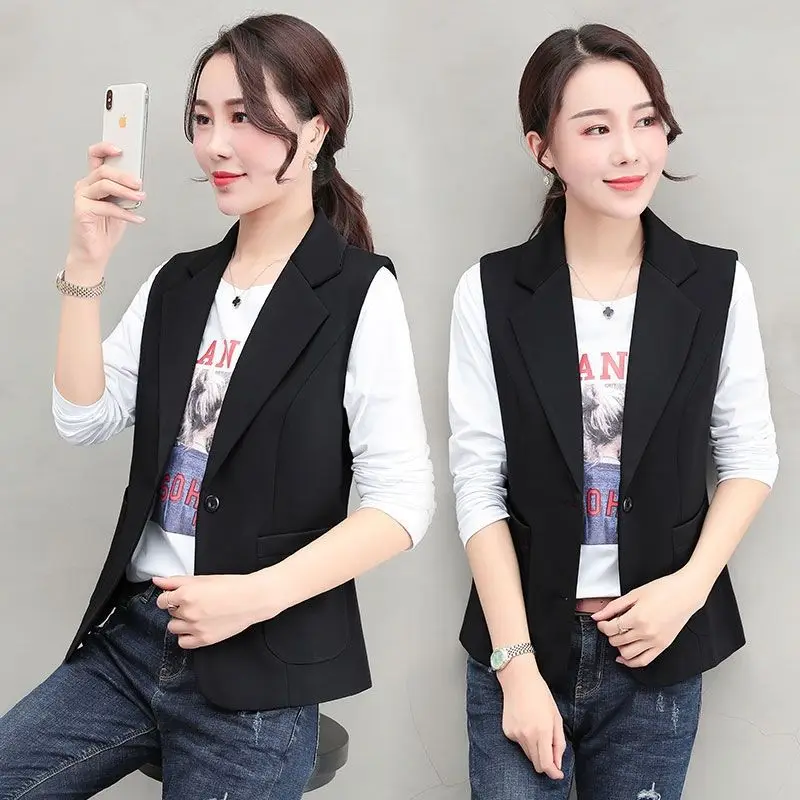 

Woman Fashion Suit Vest New Female Waistcoat Mid-Length Spring Casual Vests Coats Suit Jacket Sleeveless Blazer Waistcoat G30