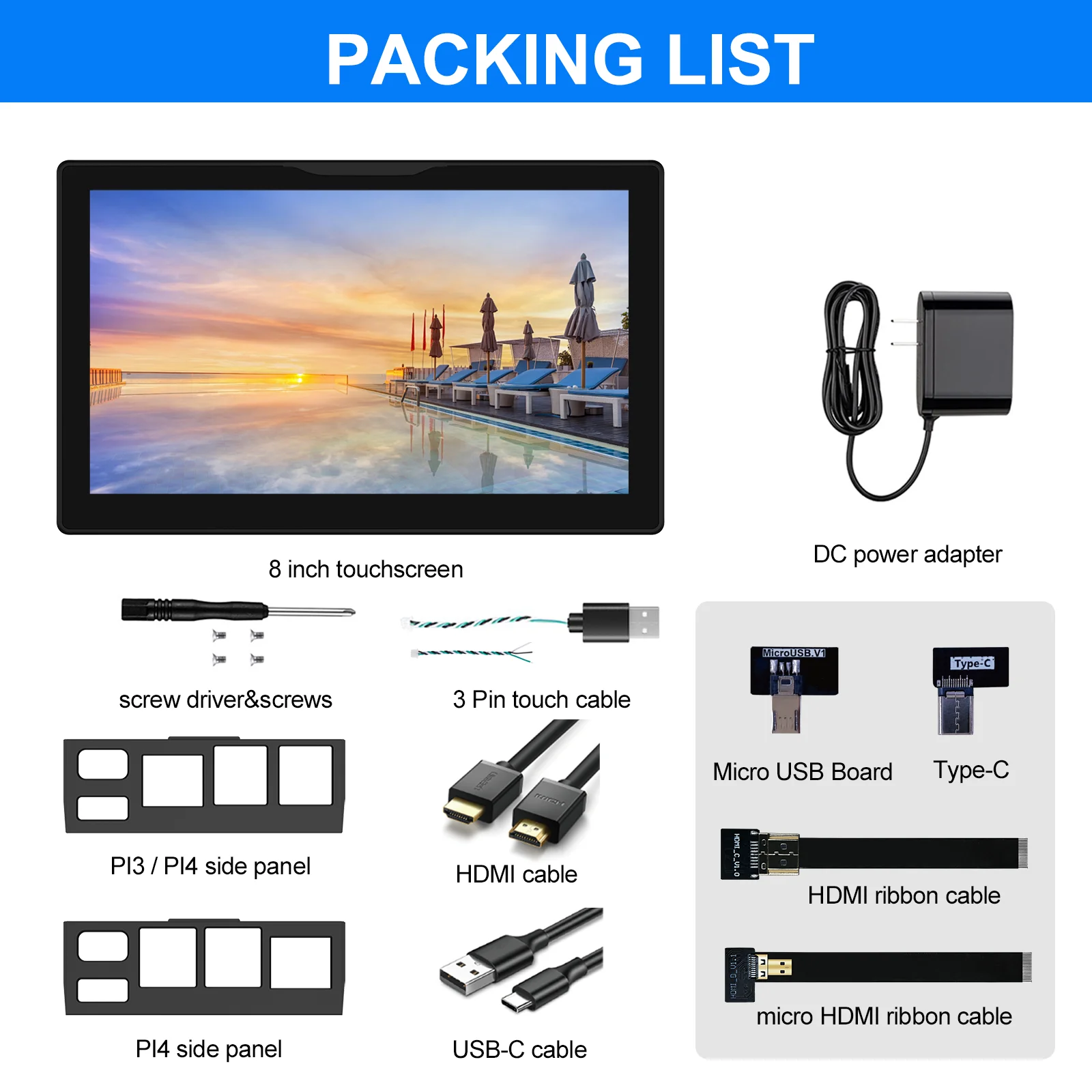 Сенсорный IPS-экран Raspberry Pi 5 4 78 дюймов, 1280x800 HD LCD, HDMI-дисплей для RPI 4B 3B+ 3B, дополнительный экран для ПК, портативный монитор (art.: 3920dc048c451) - 3920dc048c451