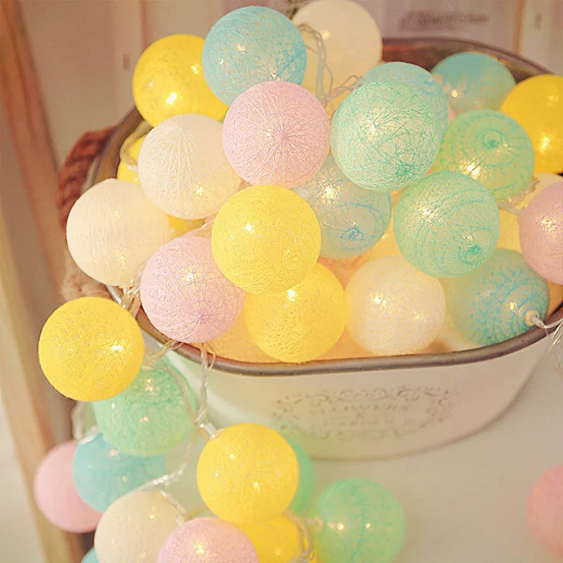 

Christmas Ornaments 4cm/6cm Cotton Balls String Lights Garlands Christmas Tree Decorations for Home Navidad New Year 2023 Decor