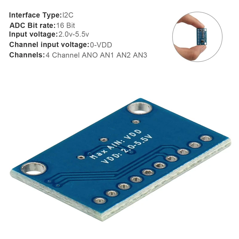 

4Pcs ADS1115 4 Channel Small 16Bit High Precision Analog To Digital Converter, ADC Development Board Module
