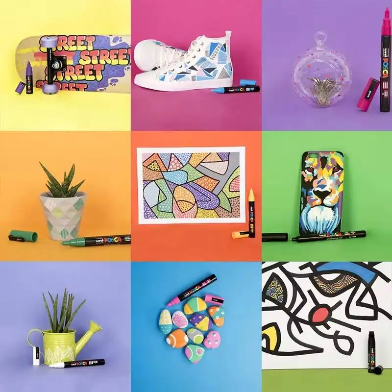 Uni 8 шт. набор фломастеров мягких цветов Posca фотография 3 м точечные художественные