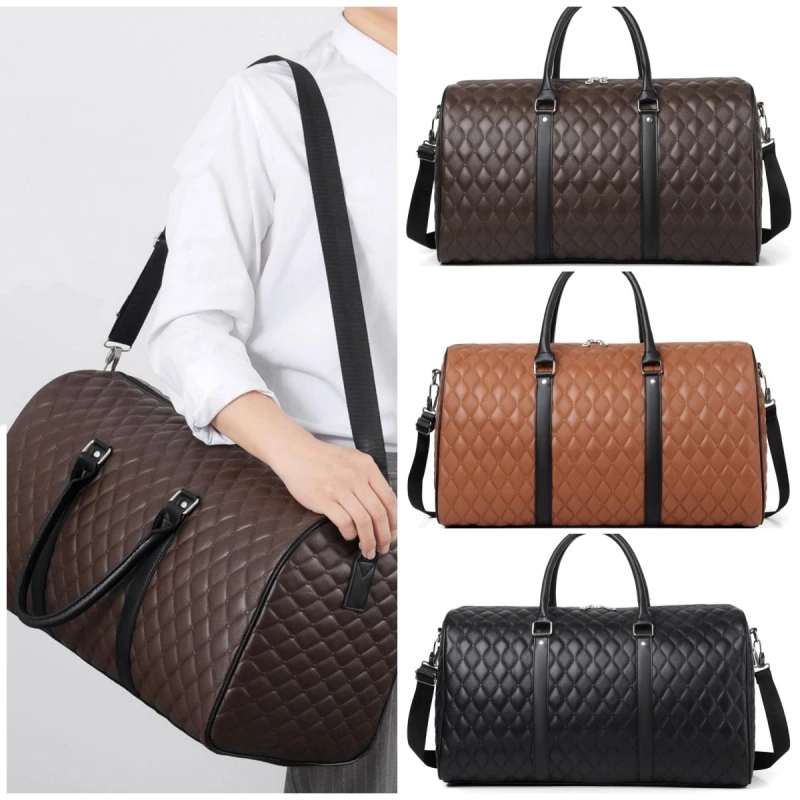 2023 New Portable Pu Leather Travel Bags Men's Large Capacity Short Trip Storage Bags For Business Travel Storage Bags 
