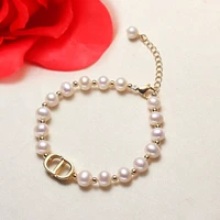 18k gold wedding fine charm pearl jewelry natural white freshwater pearl bracelet for women anniversary gift