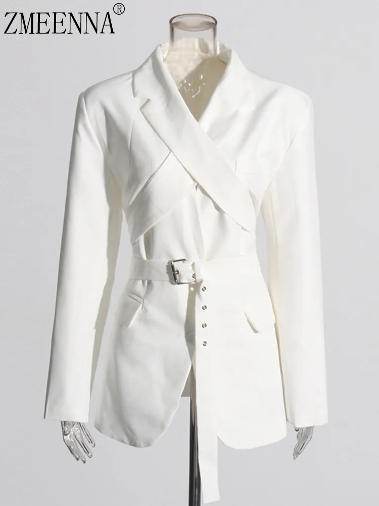 Женский однобортный Блейзер ZMEENNA модный дизайнерский однотонный блейзер с