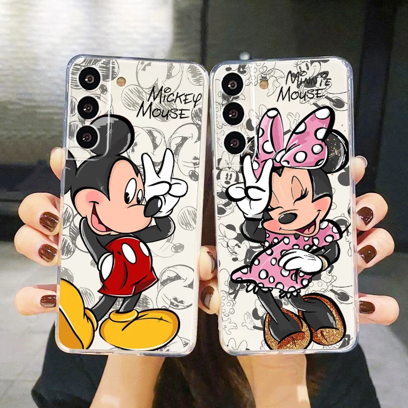 

Minnie Love Mickey For Samsung Galaxy S23 S22 S21 S20 Ultra Plus Pro S10 S9 S8 S7 4G 5G Transparent Soft Phone Case Coque Capa