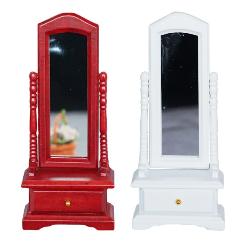 

1/12 Scale Mini Dressing Mirror w/ Drawer Kids Playhouse Dollhouse Potted Succulent Plant Miniature Landscape Accessory