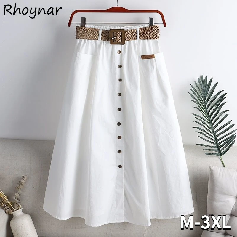 Skirts Women Sashes High Waist A-line Retro Basic Fashion All-match Faldas Mujer Harajuku Stylish Temperament Ulzzang Ins Gentle