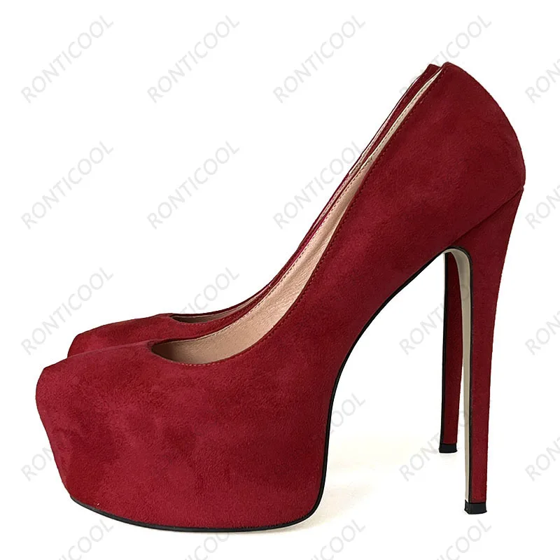 Женские замшевые туфли-лодочки на платформе с круглым носком