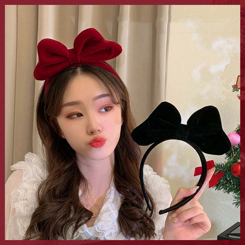 

Big Velvet Bow Hairband Black Red Headband For Women Girls Cute Bow Hair Hoop Cosplay Decoration Headwear Hair Accessories
