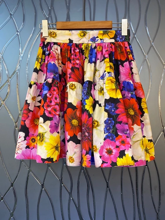 

2022 new women fashion print skirt high-end all-match skirt 226