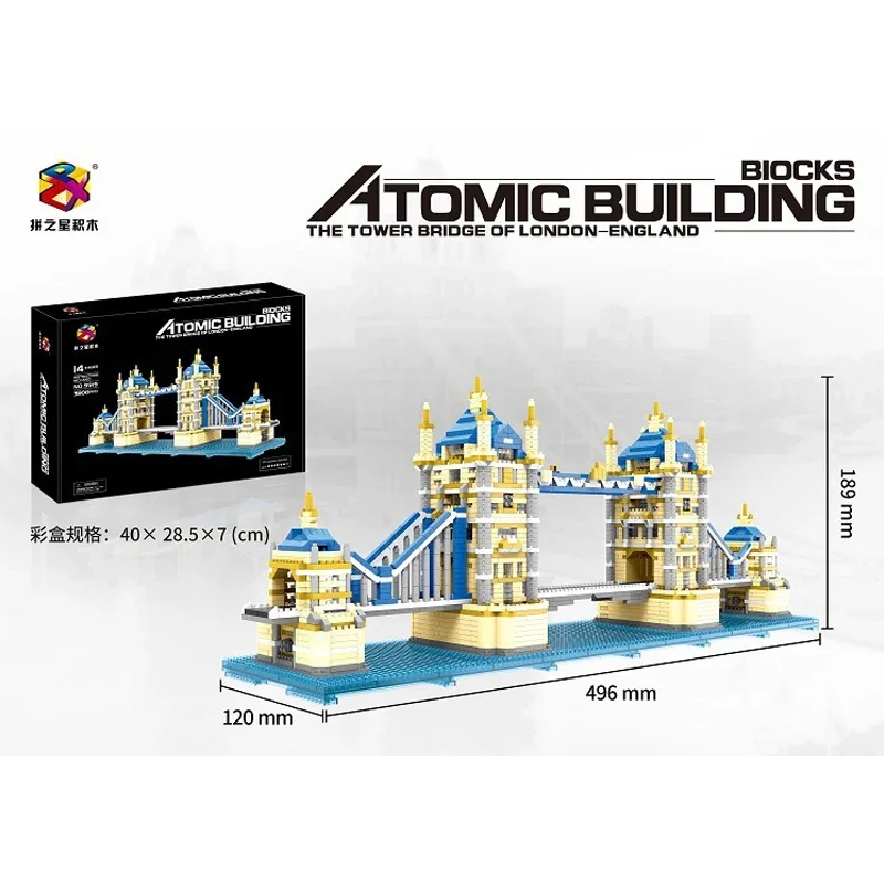 PZX9919 Мировая архитектура Башня Мост Лондона Кирпичи 3D Модель DIY Мини Алмазные