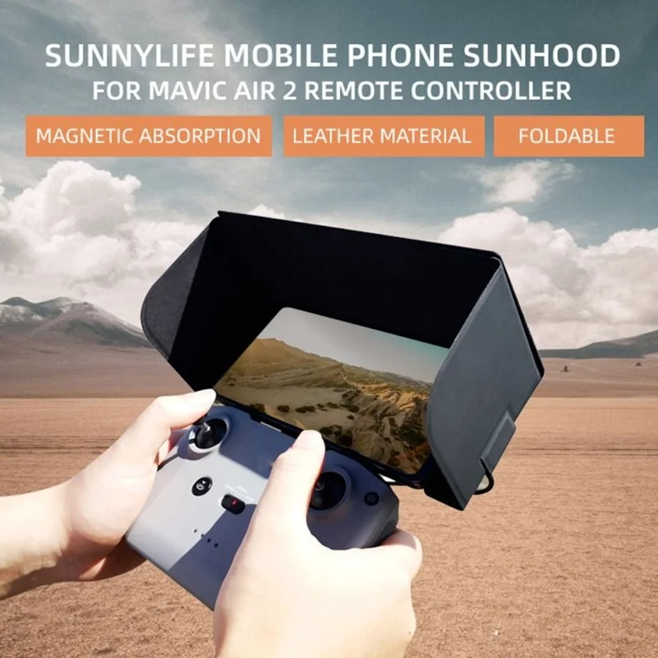 

Remote Control Mount Phone Sun Hood Light Barrier for DJI Air 2S/ Mavic Air 2/ Mini 2 Foldable Anti-Reflective Leather Sunshade