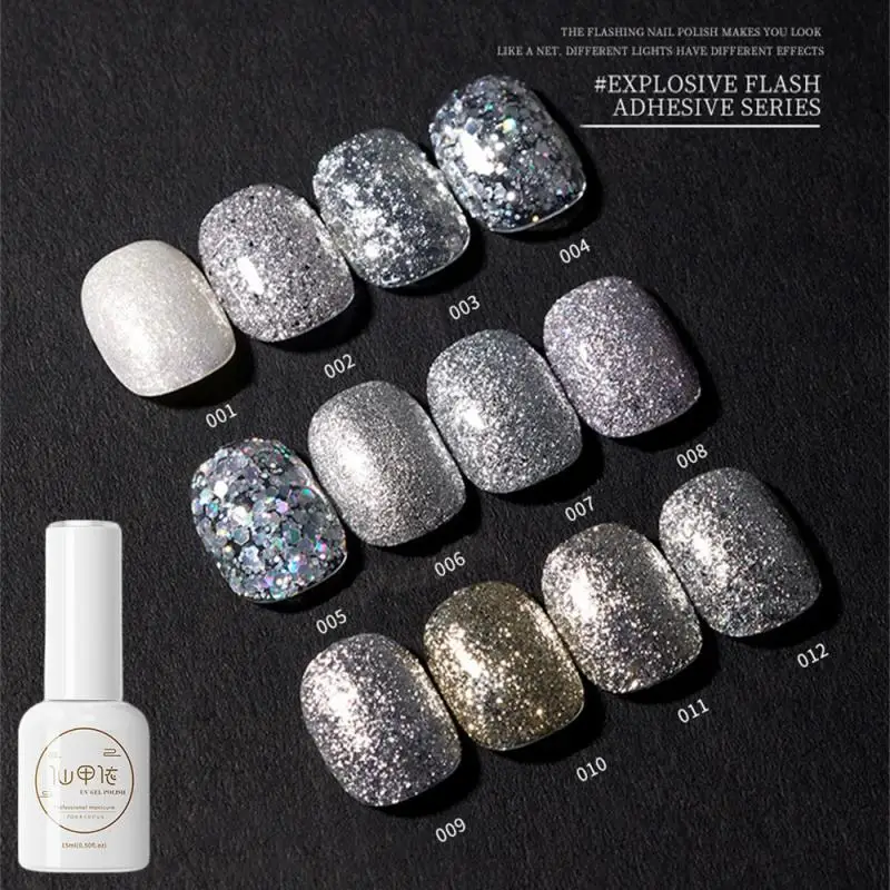 

Nail Polish Gel Nail Salon Silver Sequin Nail Gel 2023 Large White Gold Glittering Nail Glue Phototherapy Glue 2023 NEW