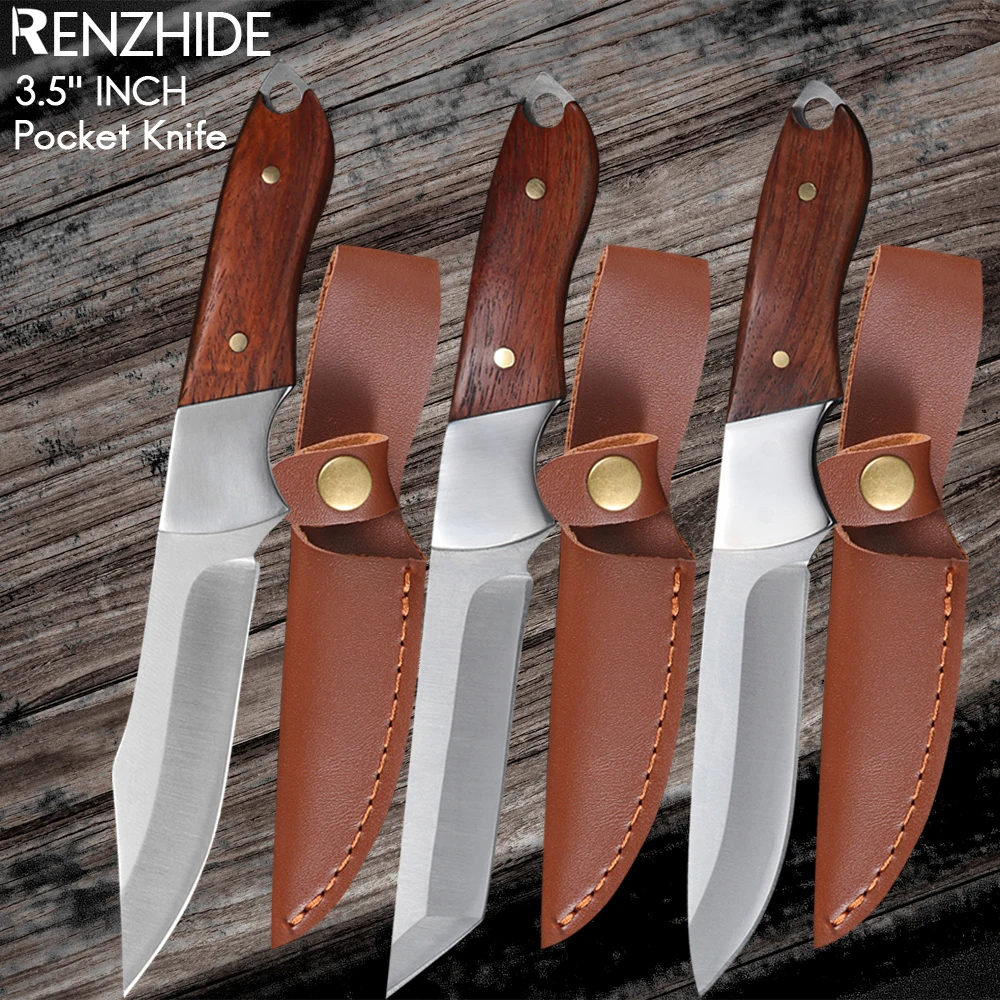 

RZD Slicing Pocket Knife Outdoor Stainless Steel Tool Knife Cover 3.5 INCH Grilled Meat Slicing Lamp Chops Camping Survival