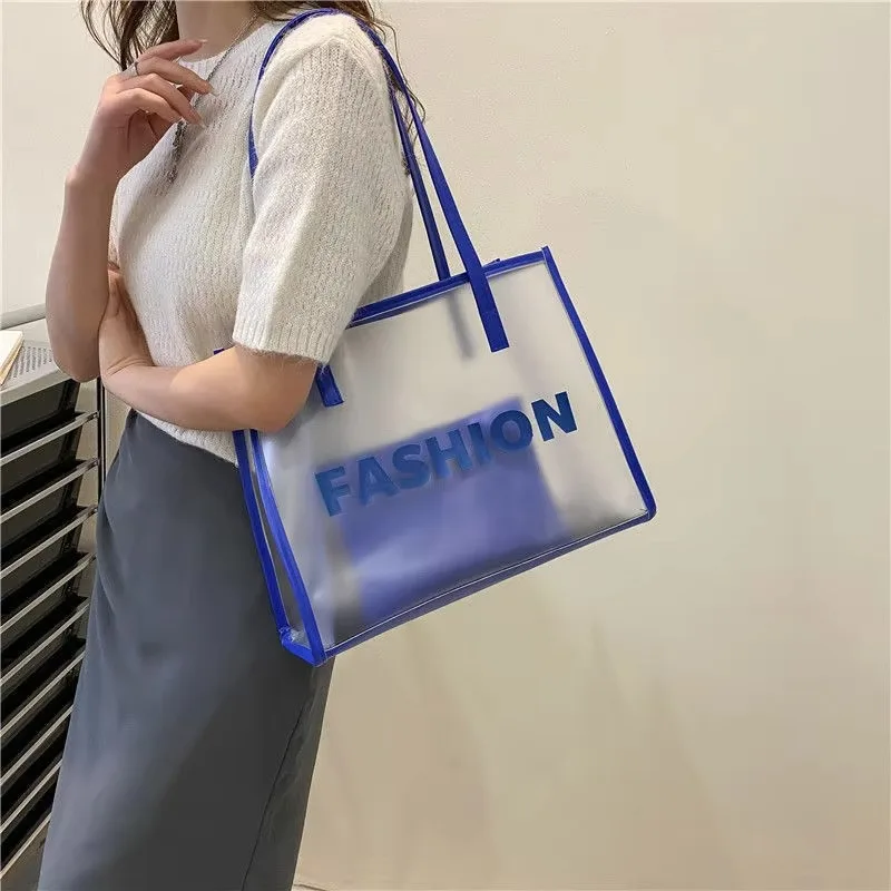 Прозрачные сумки на плечо с буквенным принтом женские летние корейские шикарные